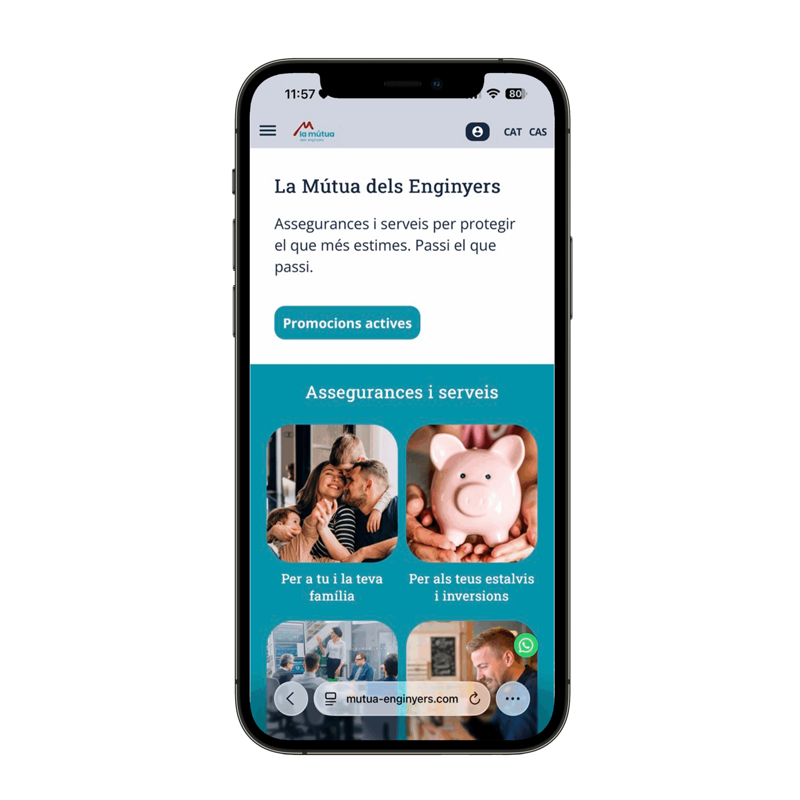Mockup de la app en un móvil